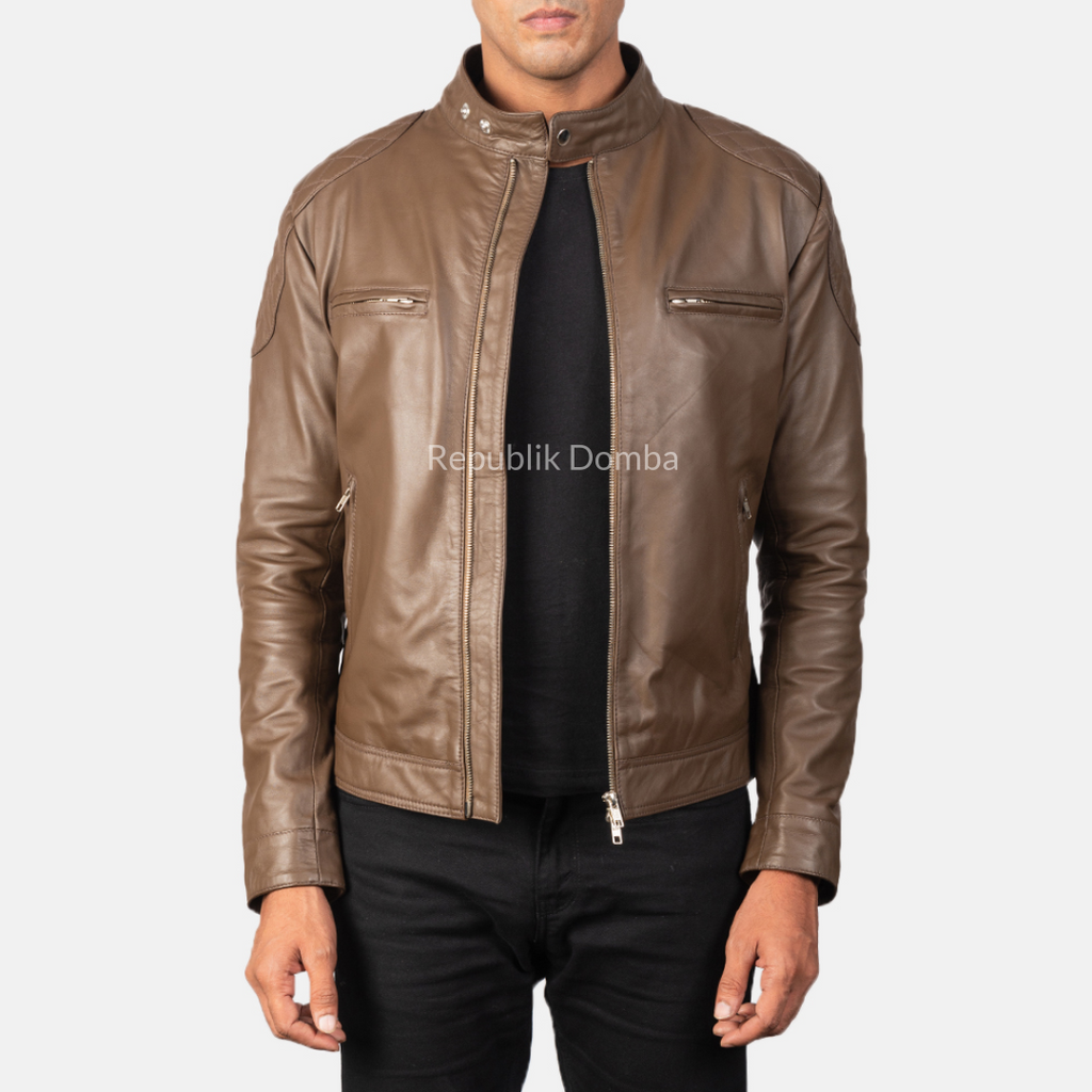 Jaket Kulit Domba Pria Biker Premium | PB 403 - Tampak Samping