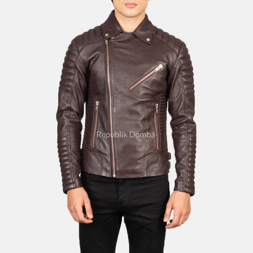 Jaket Kulit Domba Pria Biker Premium | PB 406 - Tampak Samping
