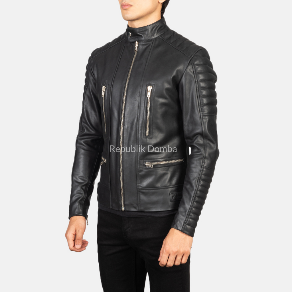 Jaket Kulit Domba Pria Biker Premium | PB 407 - Tampak Samping