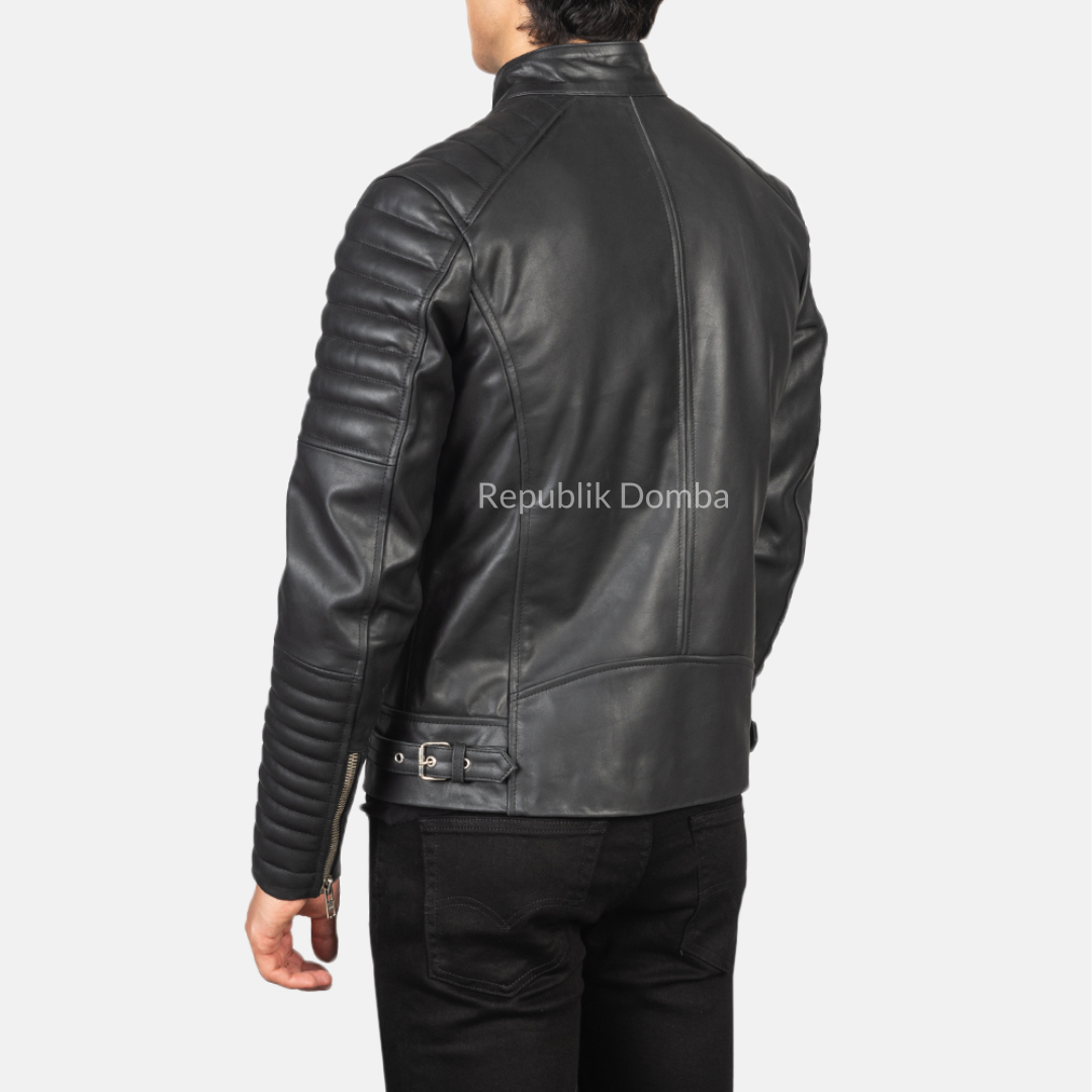 Jaket Kulit Domba Pria Biker Premium | PB 407 - Detail Hardware dan Jahitan