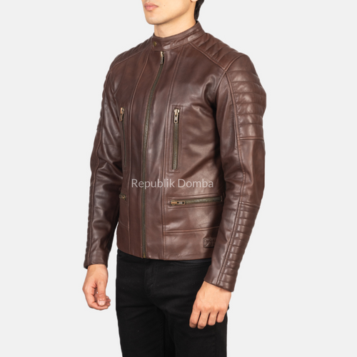 Jaket Kulit Domba Pria Biker Premium | PB 408 - Tampak Samping