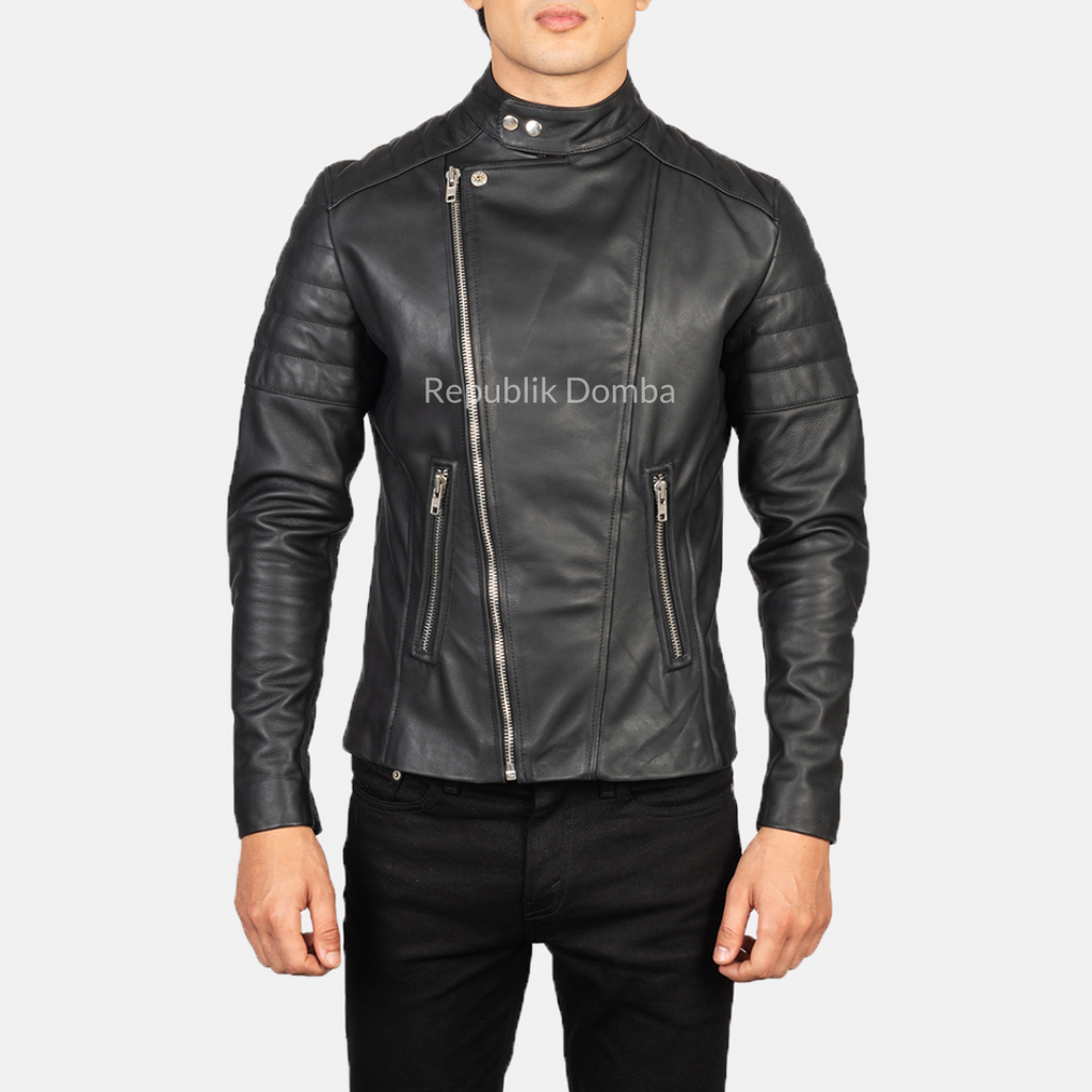 Jaket Kulit Domba Pria Biker Premium | PB 409 - Tampak Depan