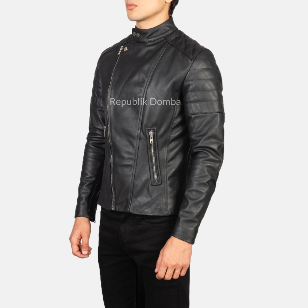 Jaket Kulit Domba Pria Biker Premium | PB 409 - Tampak Samping