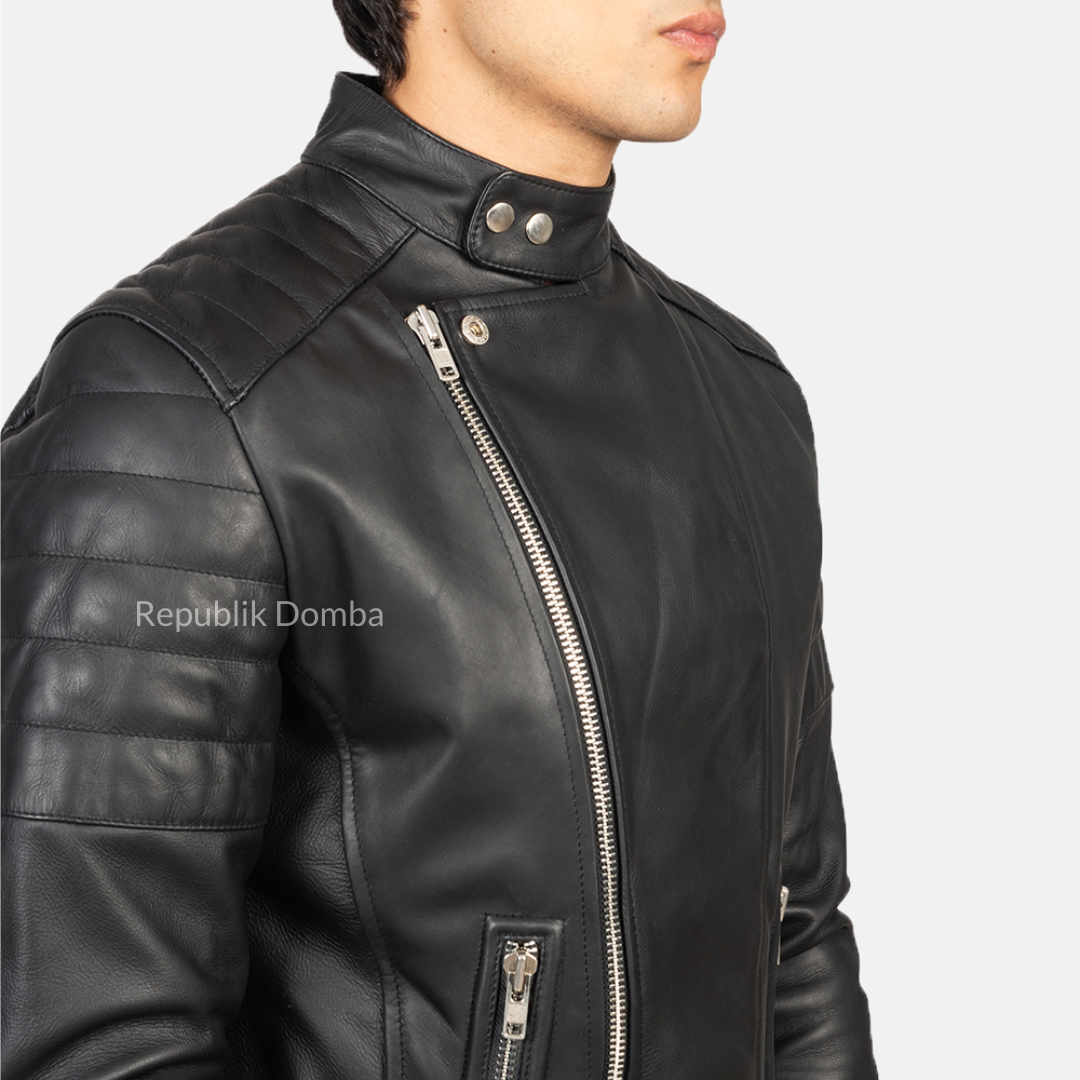 Jaket Kulit Domba Pria Biker Premium | PB 409 - Tampak Belakang