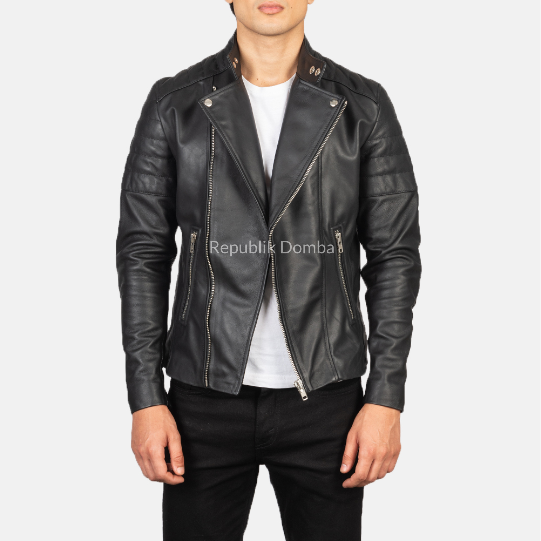 Jaket Kulit Domba Pria Biker Premium | PB 409 - Detail Bahan Kulit Domba
