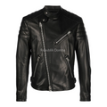 Jaket Kulit Domba Pria Biker Premium | PB 421 - Tampak Depan