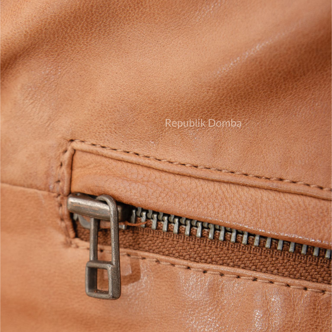 Jaket Kulit Domba Pria Biker Premium | PB 436 - Tampak Belakang