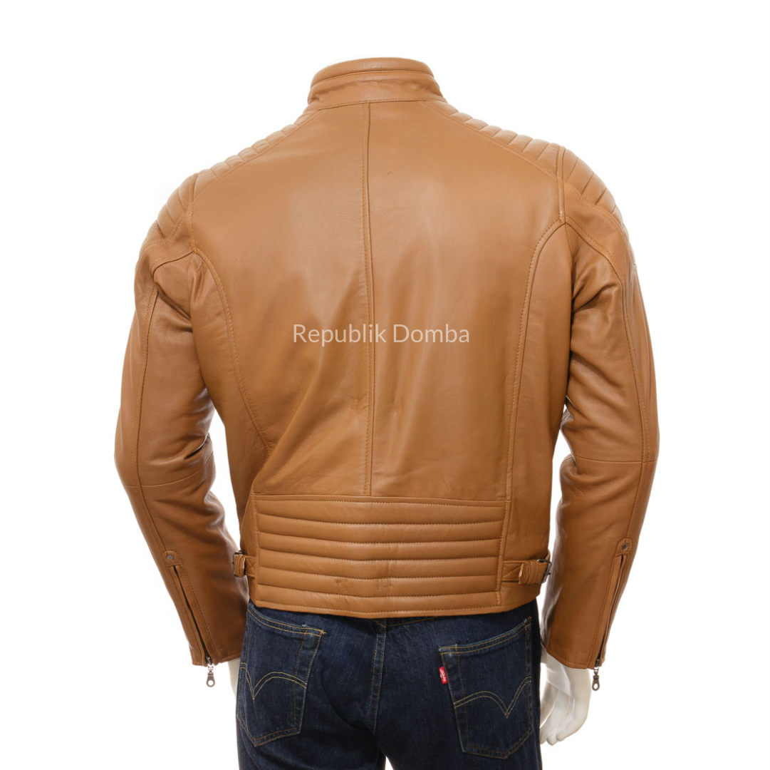 Jaket Kulit Domba Pria Biker Premium | PB 437 - Detail Hardware dan Jahitan
