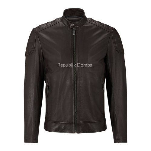 Jaket Kulit Domba Pria Biker Premium | PB 441 - Tampak Depan