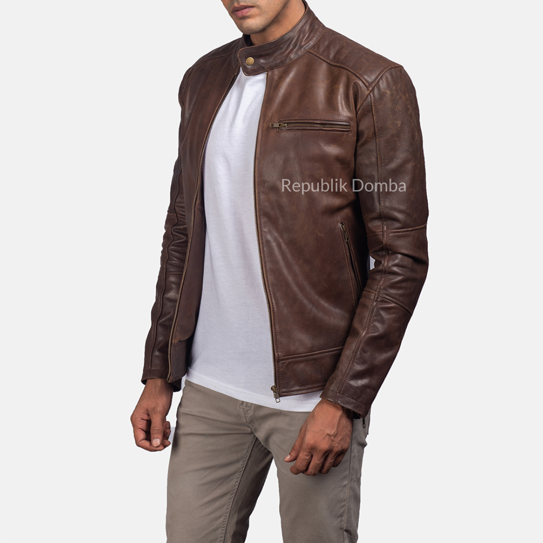 Jaket Kulit Domba Pria Casual Premium | PC 401 - Tampak Samping