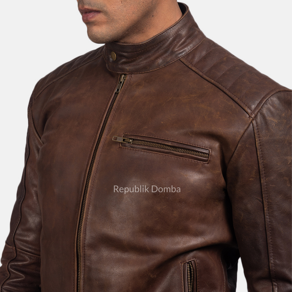 Jaket Kulit Domba Pria Casual Premium | PC 401 - Detail Bahan Kulit Domba