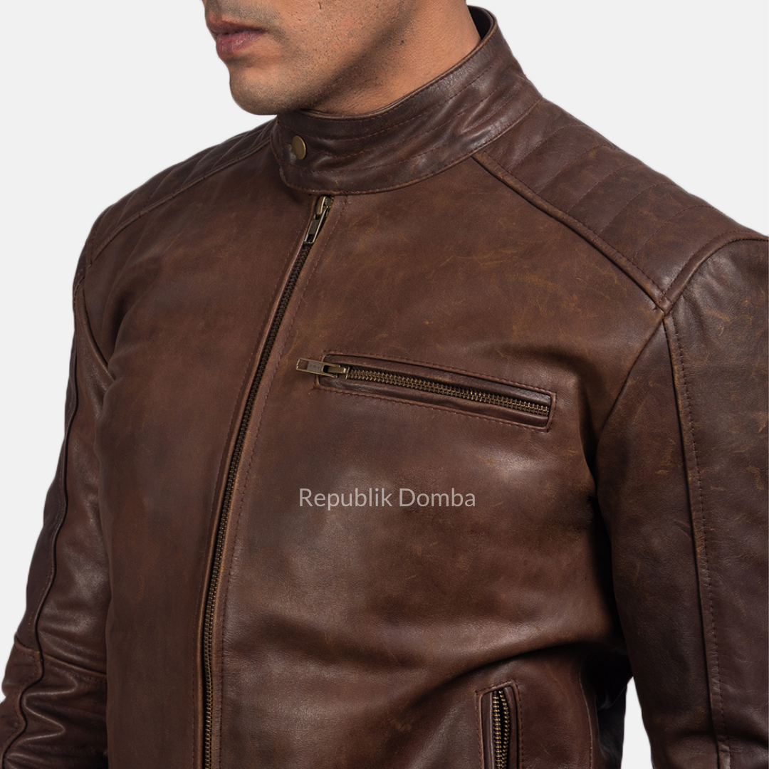Jaket Kulit Domba Pria Casual Premium | PC 401 - Detail Bahan Kulit Domba