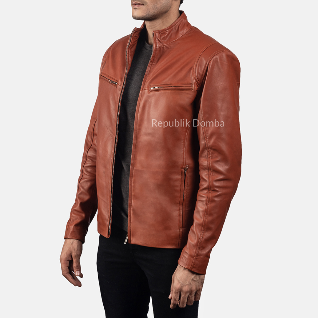 Jaket Kulit Domba Pria Casual Premium | PC 404 - Tampak Belakang