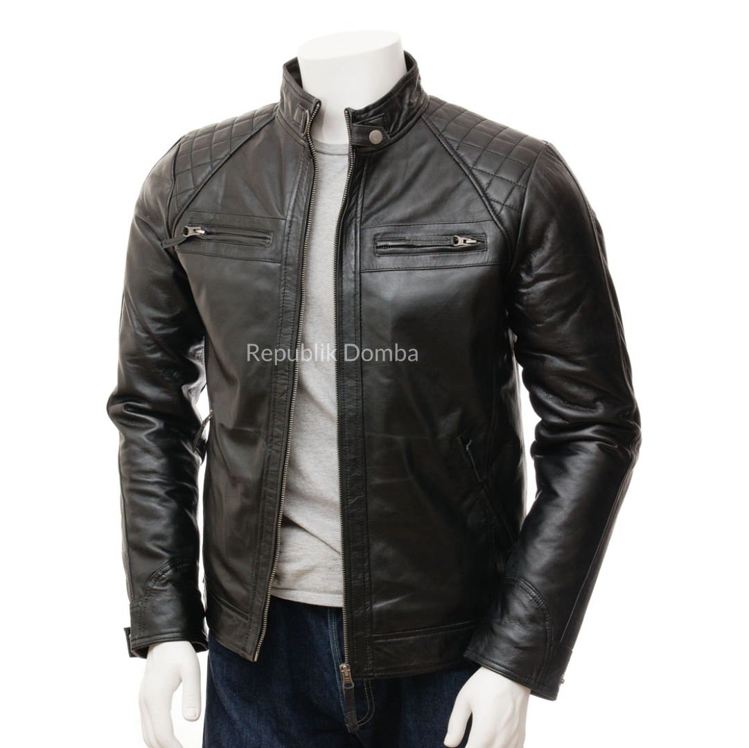 Jaket Kulit Domba Pria Casual Premium | PC 100 - Detail Bahan Kulit Domba