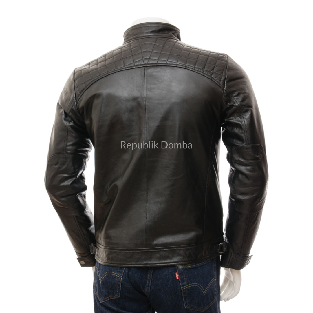 Jaket Kulit Domba Pria Casual Premium | PC 100 - Detail Hardware dan Jahitan