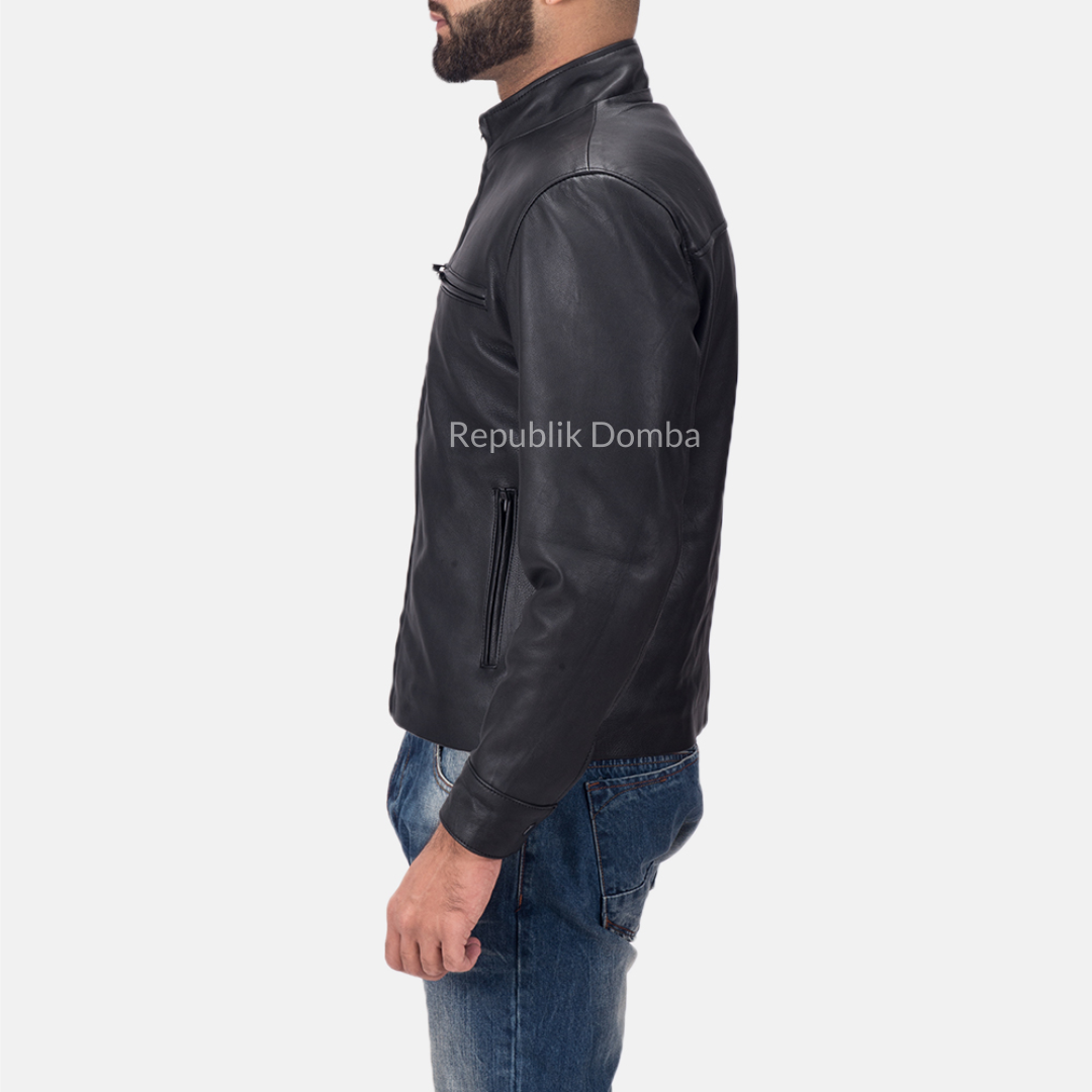 Jaket Kulit Domba Pria Casual Premium | PC 409 - Detail Bahan Kulit Domba