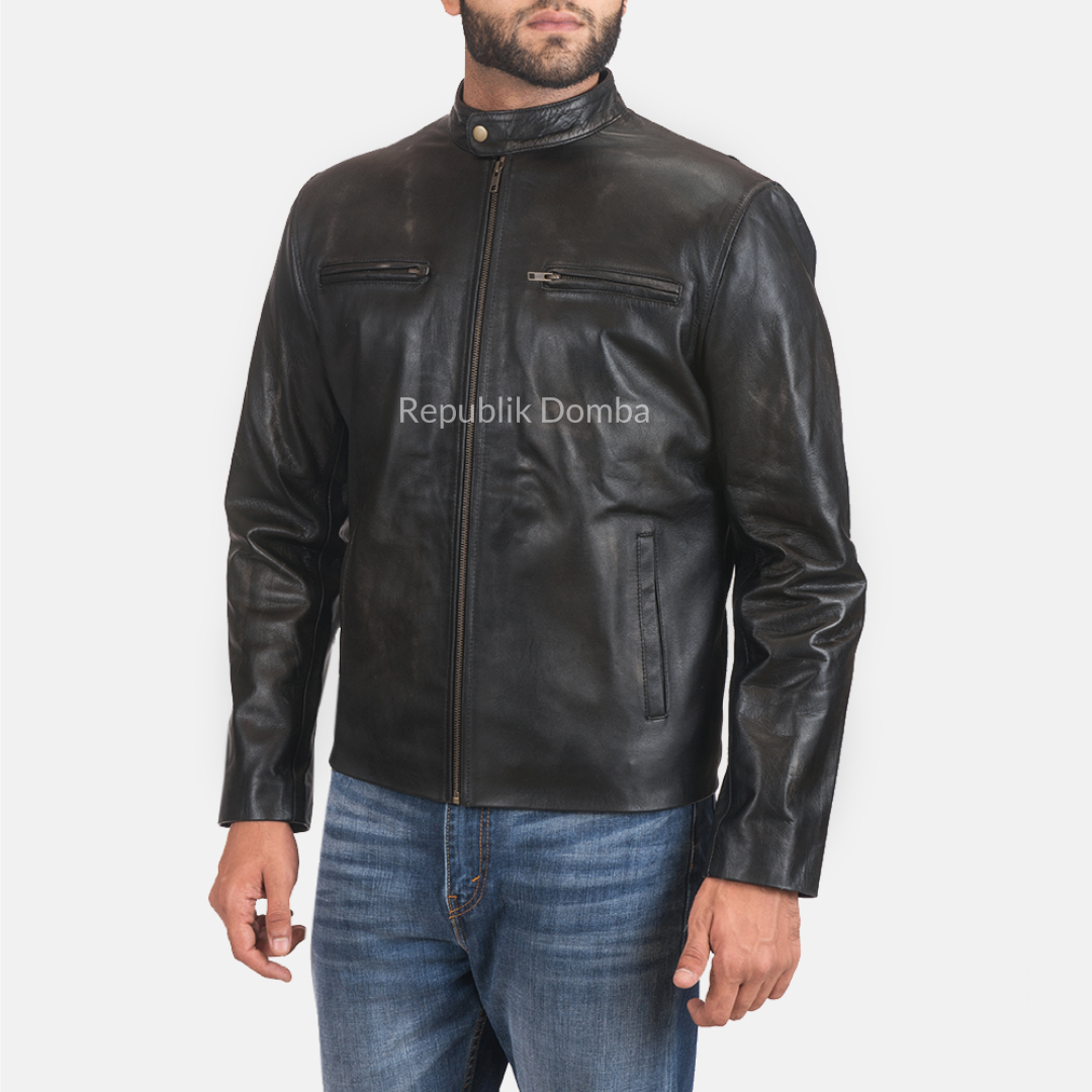 Jaket Kulit Domba Pria Casual Premium | PC 413 - Tampak Samping
