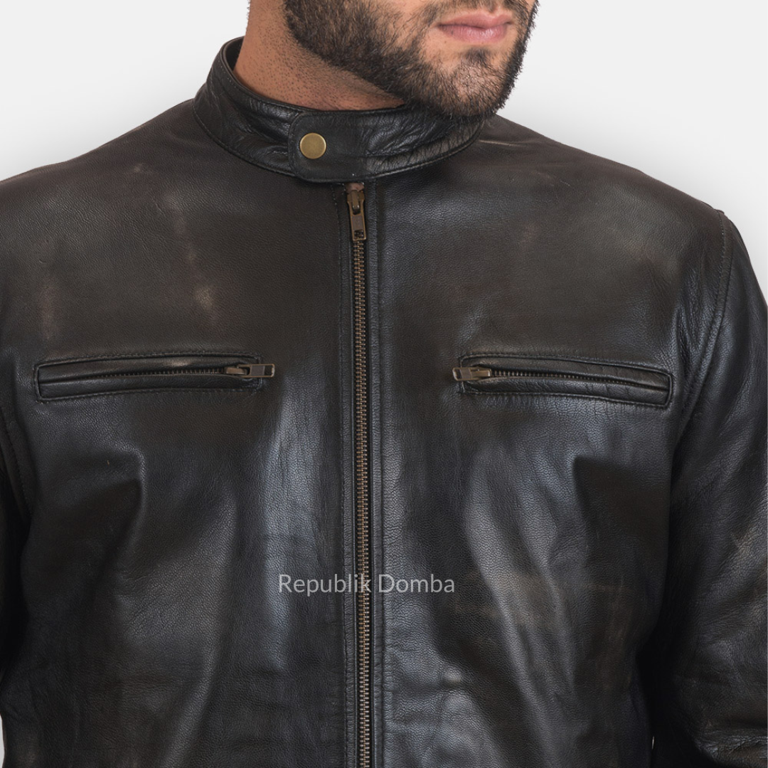 Jaket Kulit Domba Pria Casual Premium | PC 413 - Tampak Belakang