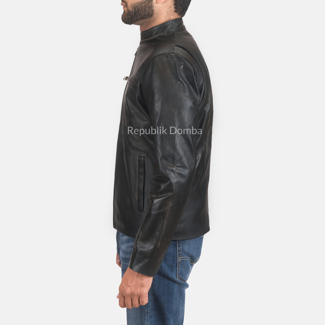 Jaket Kulit Domba Pria Casual Premium | PC 413 - Detail Bahan Kulit Domba