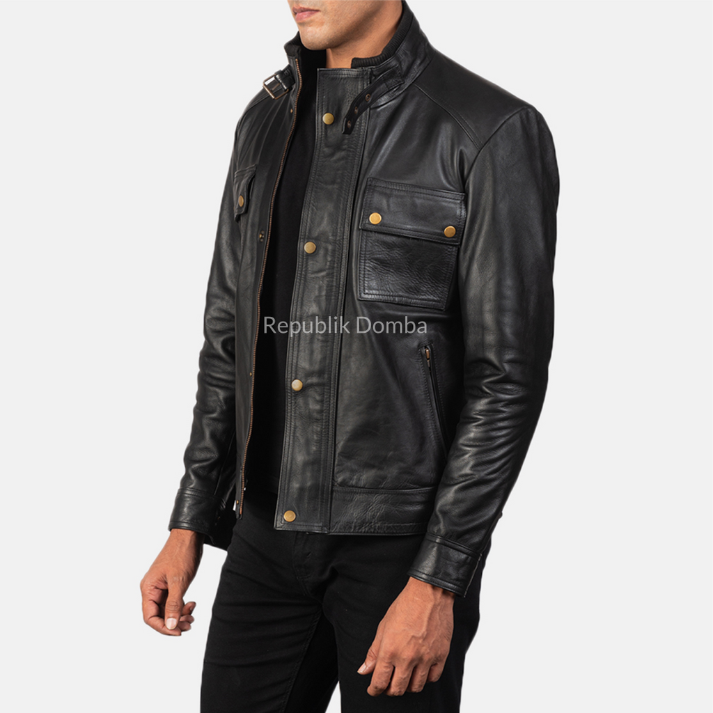 Jaket Kulit Domba Pria Casual Premium | PC 415 - Detail Bahan Kulit Domba