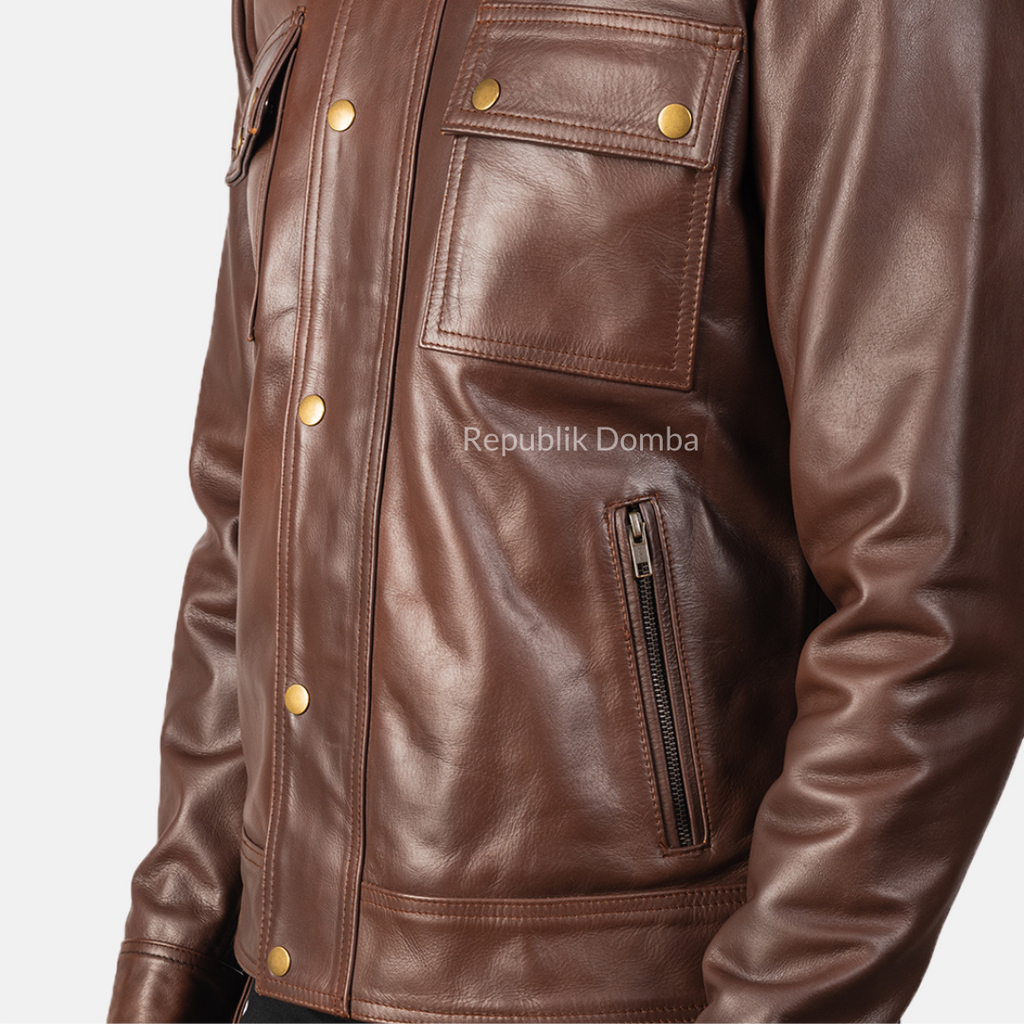 Jaket Kulit Domba Pria Casual Premium | PC 417 - Tampak Samping