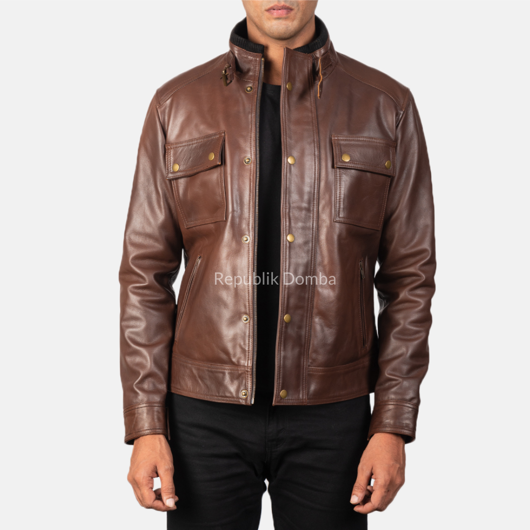 Jaket Kulit Domba Pria Casual Premium | PC 417 - Tampak Belakang