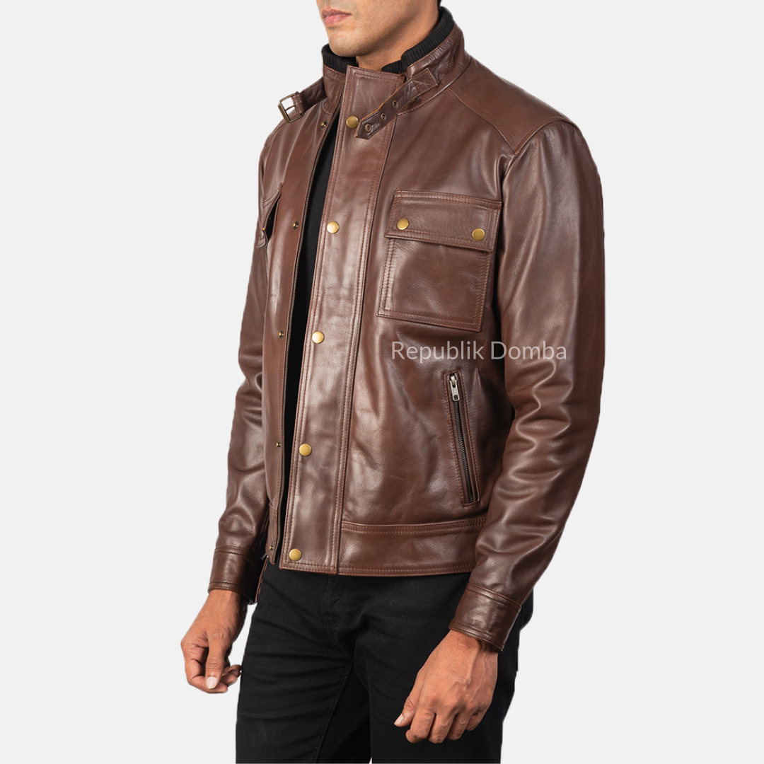 Jaket Kulit Domba Pria Casual Premium | PC 417 - Detail Bahan Kulit Domba