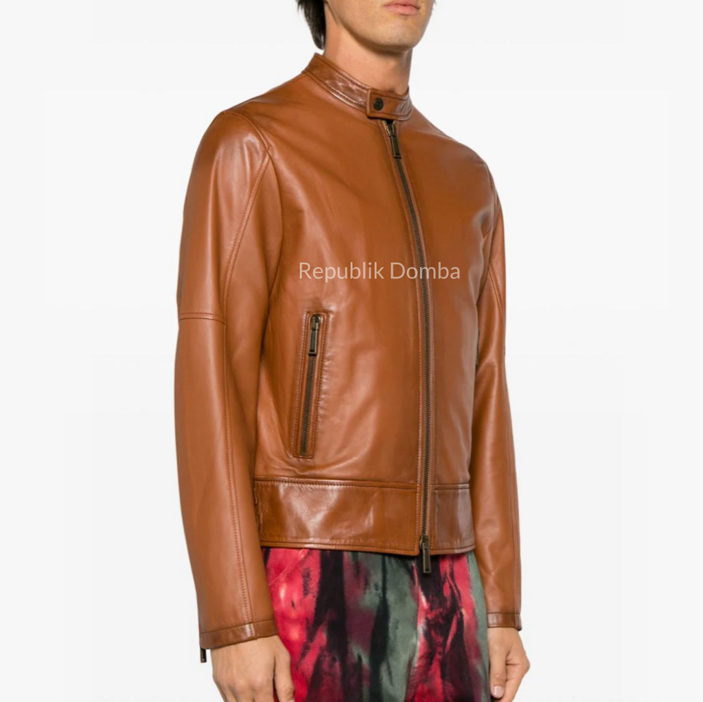 Jaket Kulit Domba Pria Casual Premium | PC 424 - Tampak Samping