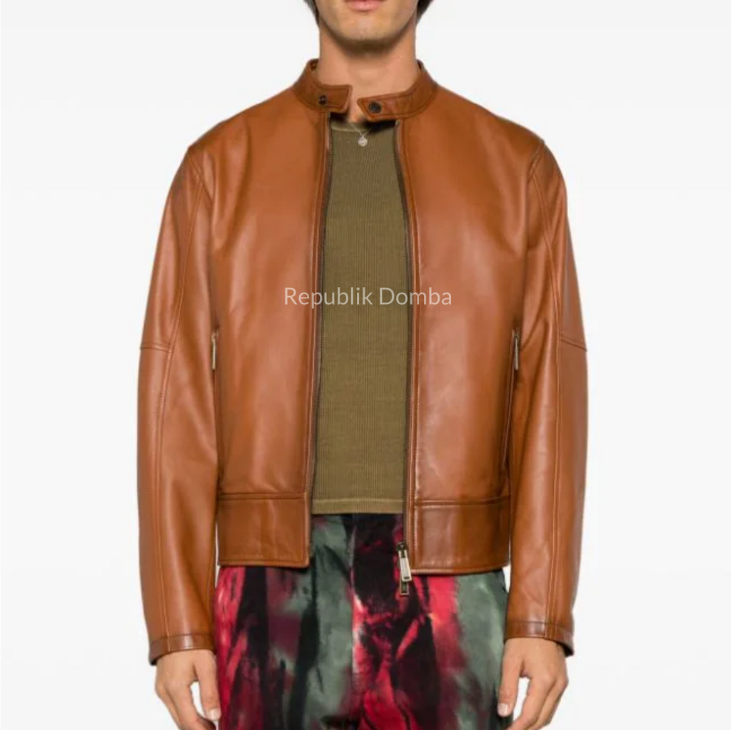 Jaket Kulit Domba Pria Casual Premium | PC 424 - Tampak Belakang