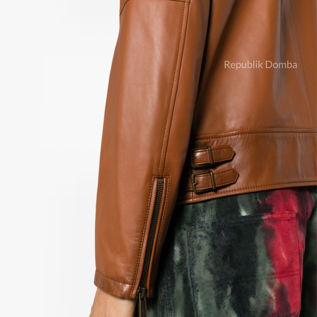 Jaket Kulit Domba Pria Casual Premium | PC 424 - Detail Hardware dan Jahitan