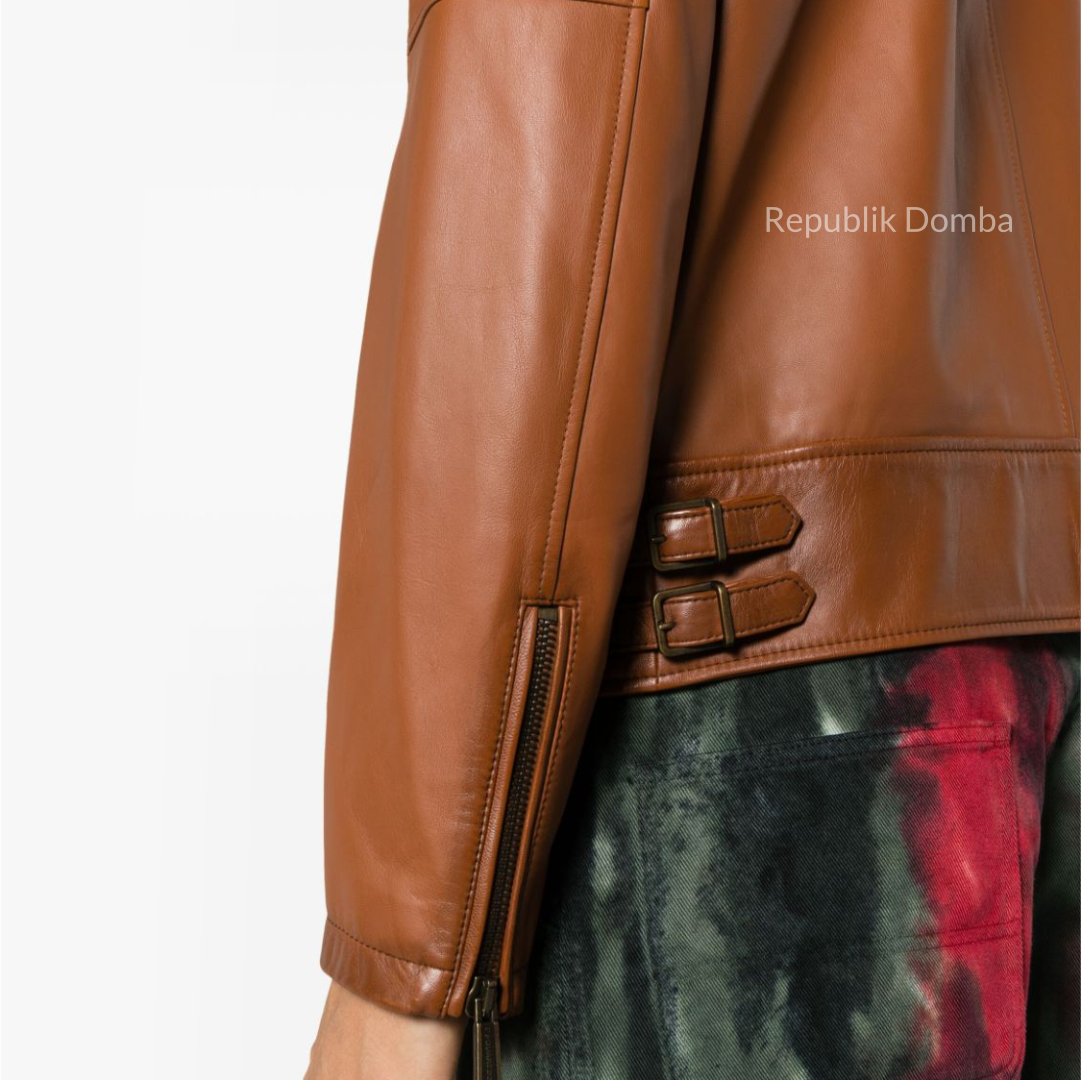 Jaket Kulit Domba Pria Casual Premium | PC 424 - Detail Hardware dan Jahitan