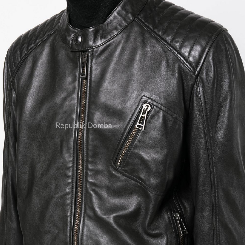 Jaket Kulit Domba Pria Casual Premium | PC 431 - Detail Bahan Kulit Domba