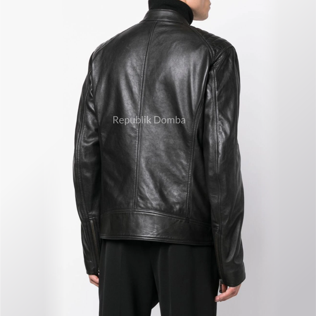 Jaket Kulit Domba Pria Casual Premium | PC 431 - Detail Hardware dan Jahitan