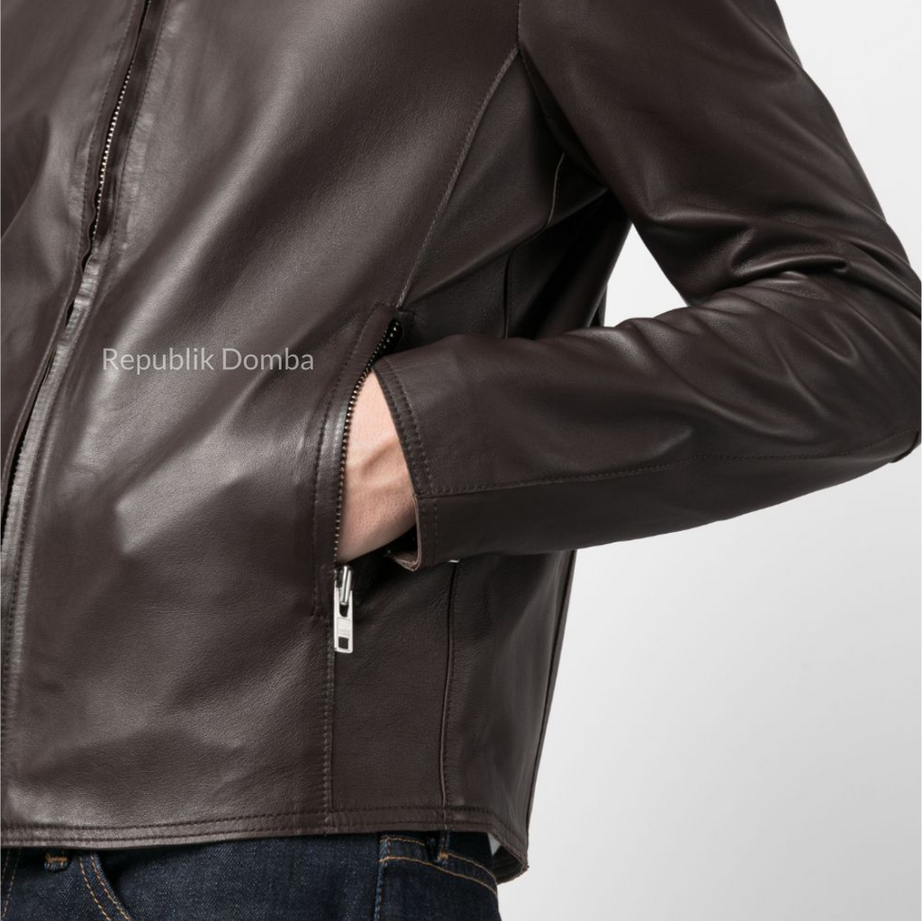 Jaket Kulit Domba Pria Casual Premium | PC 433 - Detail Bahan Kulit Domba