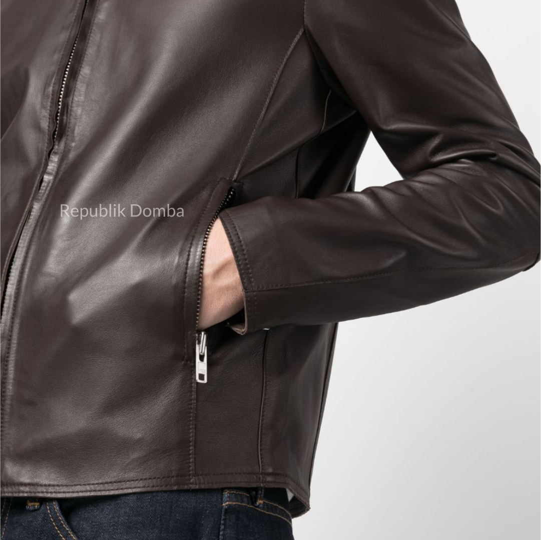 Jaket Kulit Domba Pria Casual Premium | PC 433 - Detail Bahan Kulit Domba