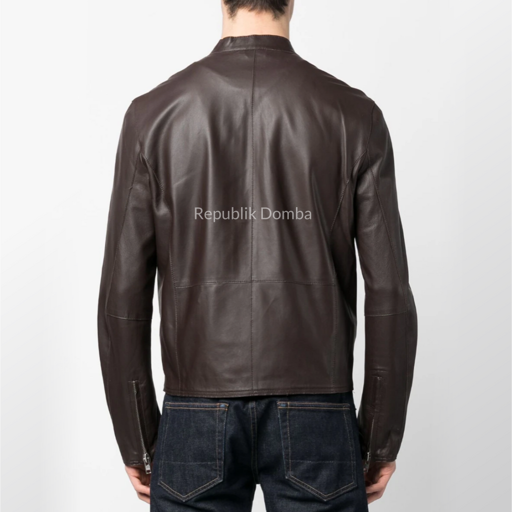 Jaket Kulit Domba Pria Casual Premium | PC 433 - Detail Hardware dan Jahitan