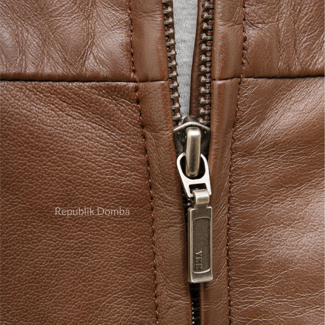 Jaket Kulit Domba Pria Casual Premium | PC 449 - Tampak Belakang