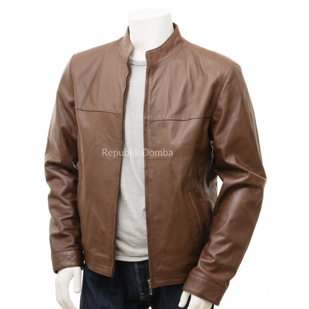 Jaket Kulit Domba Pria Casual Premium | PC 449 - Detail Bahan Kulit Domba