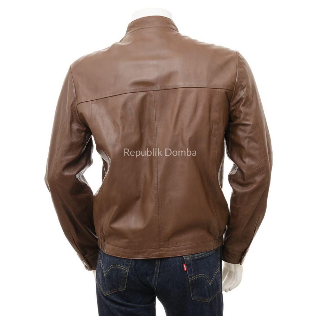 Jaket Kulit Domba Pria Casual Premium | PC 449 - Detail Hardware dan Jahitan