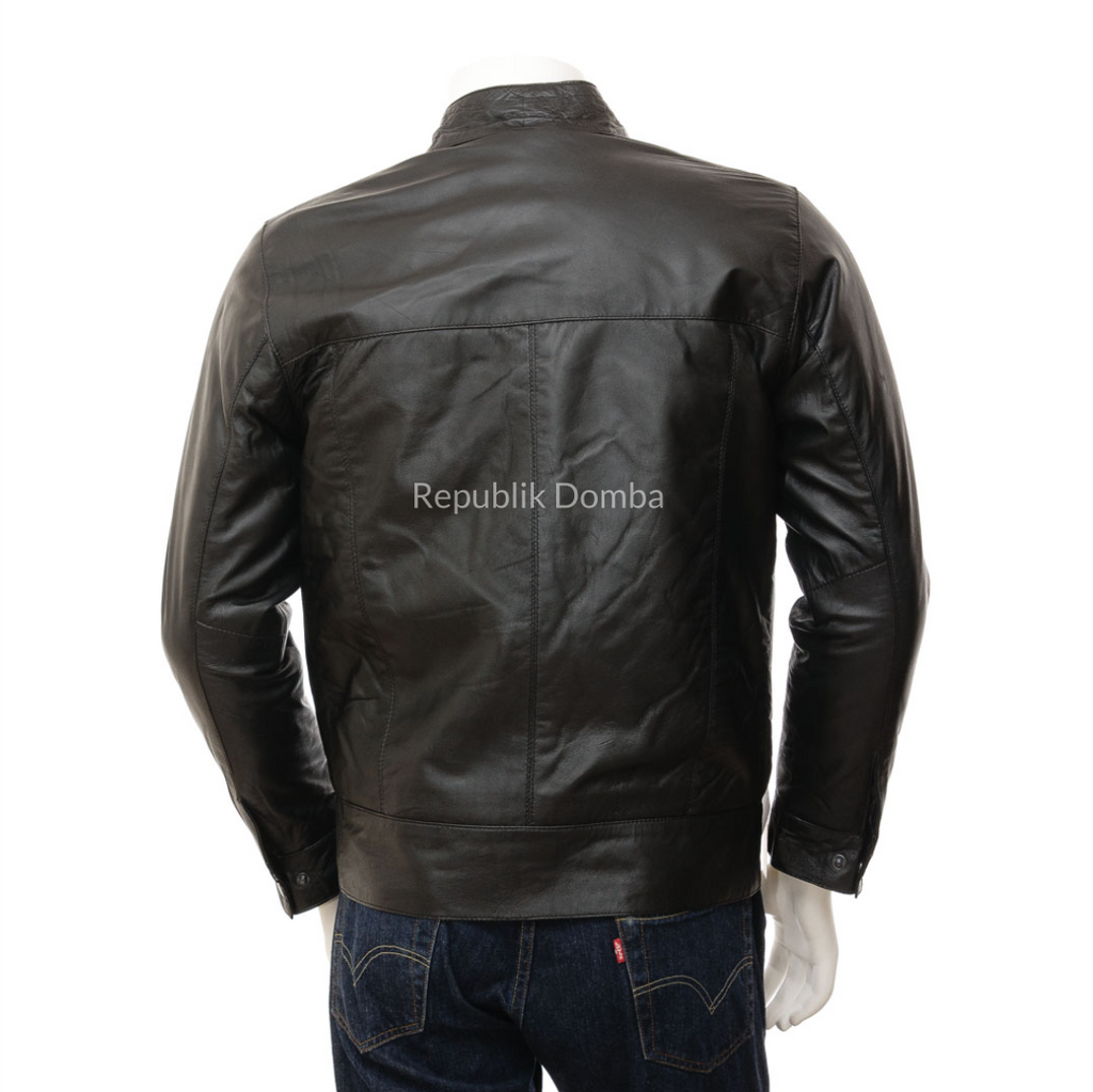 Jaket Kulit Domba Pria Casual Premium | PC 453 - Detail Bahan Kulit Domba