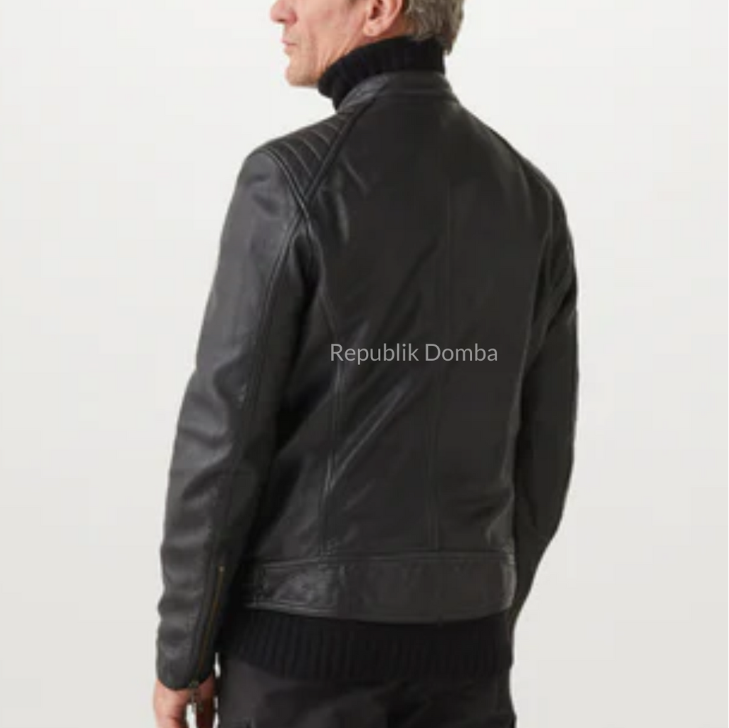 Jaket Kulit Domba Pria Casual Premium | PC 459 - Detail Bahan Kulit Domba