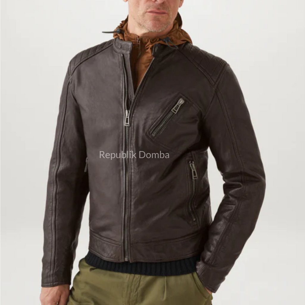 Jaket Kulit Domba Pria Casual Premium | PC 460 - Tampak Samping