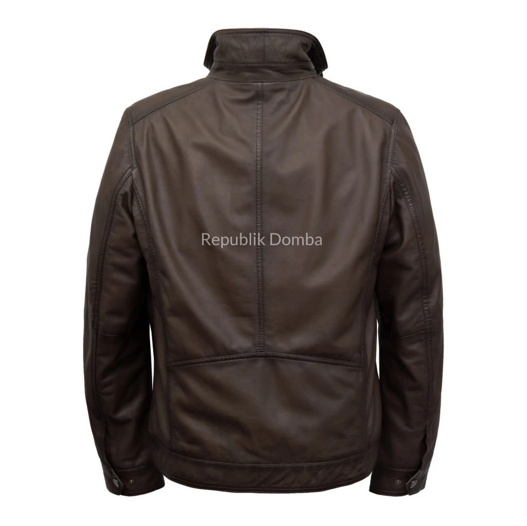 Jaket Kulit Domba Pria Casual Premium | PC 463 - Detail Bahan Kulit Domba