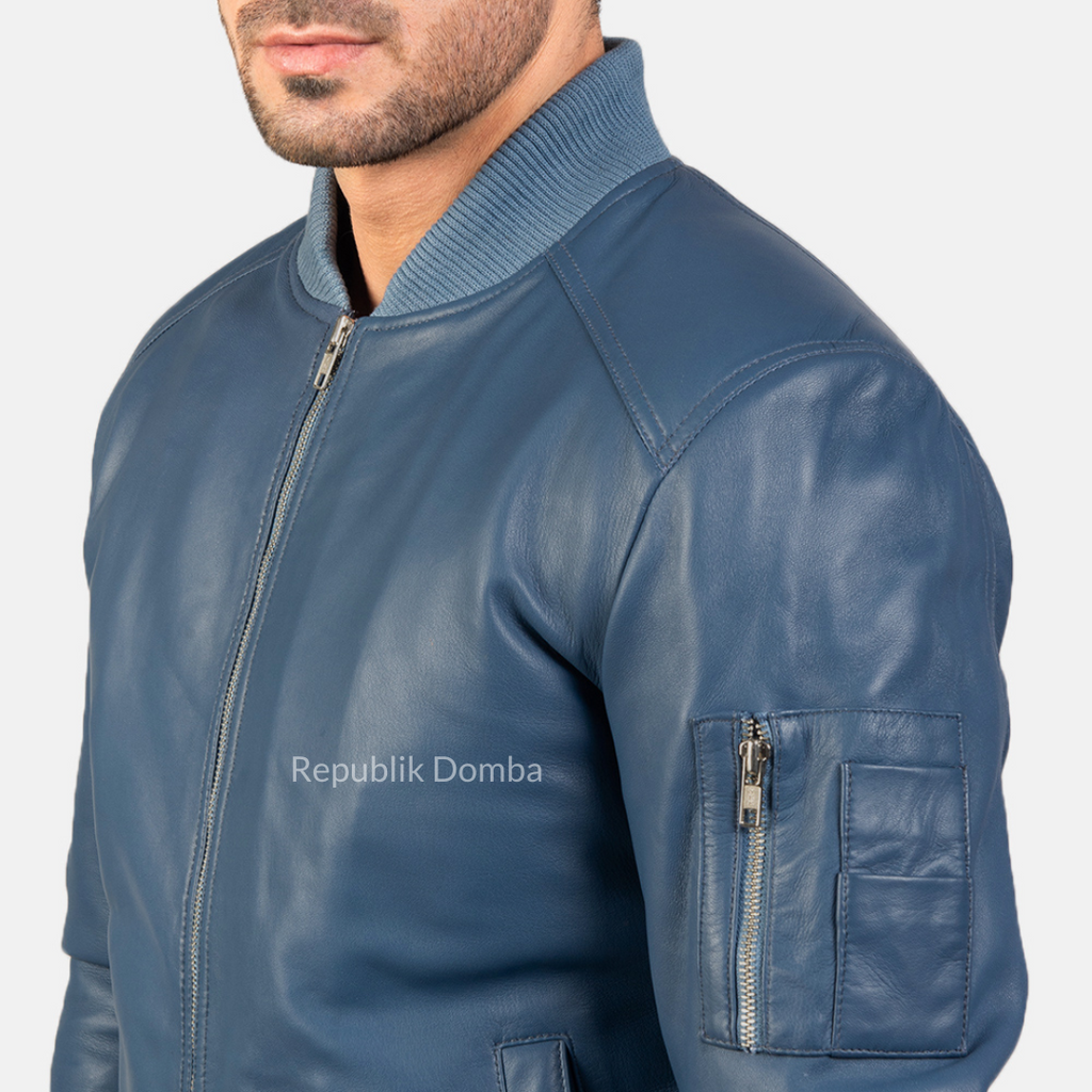 Jaket Kulit Domba Pria Bomber Premium | PCB 118 - Tampak Belakang