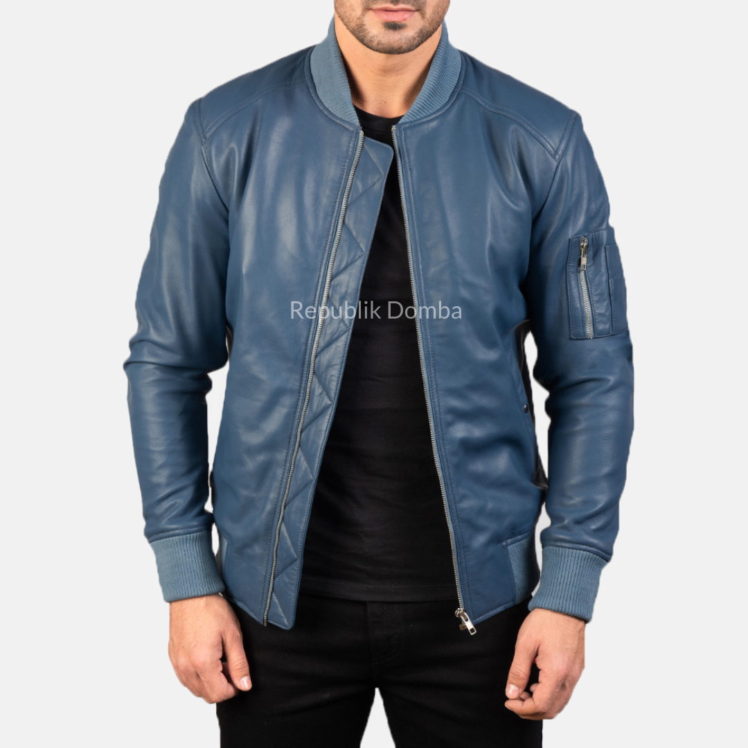 Jaket Kulit Domba Pria Bomber Premium | PCB 118 - Detail Bahan Kulit Domba