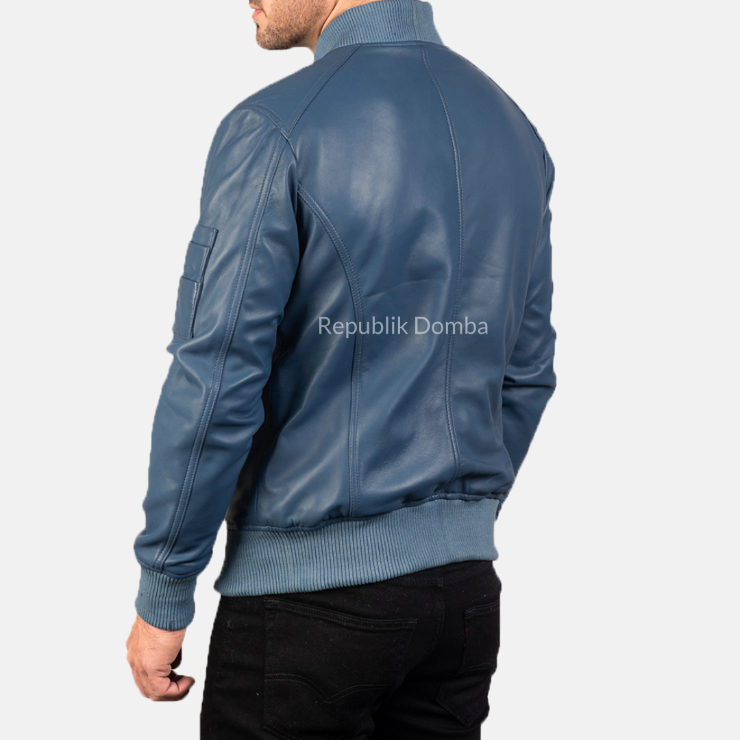 Jaket Kulit Domba Pria Bomber Premium | PCB 118 - Detail Hardware dan Jahitan