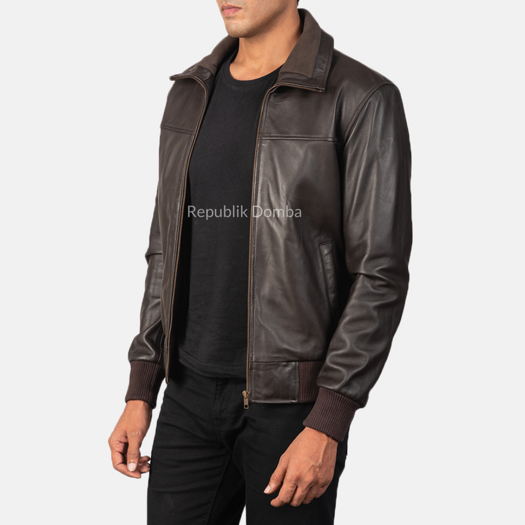 Jaket Kulit Domba Pria Bomber Premium | PCB 415 - Detail Bahan Kulit Domba