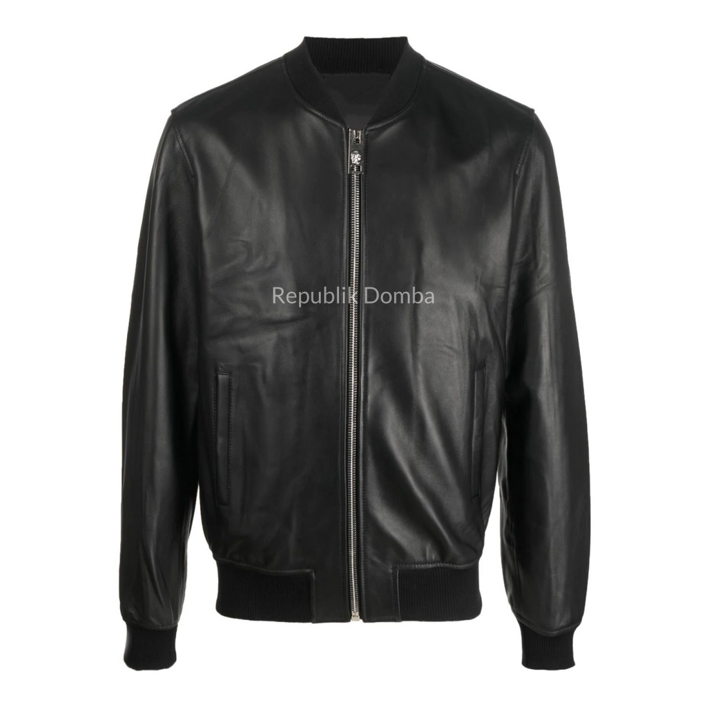 Jaket Kulit Domba Pria Bomber Premium | PCB 432 - Tampak Depan