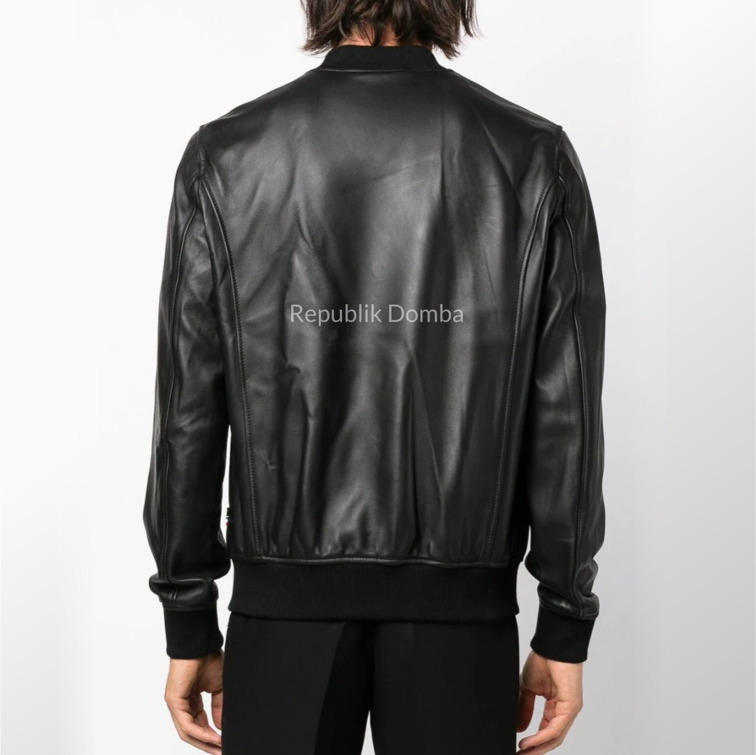 Jaket Kulit Domba Pria Bomber Premium | PCB 432 - Detail Bahan Kulit Domba