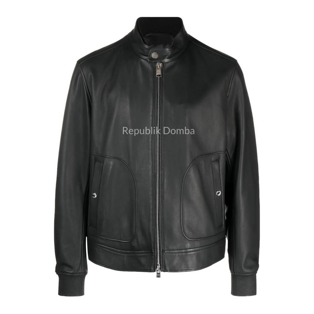 Jaket Kulit Domba Pria Bomber Premium | PCB 433 - Tampak Depan